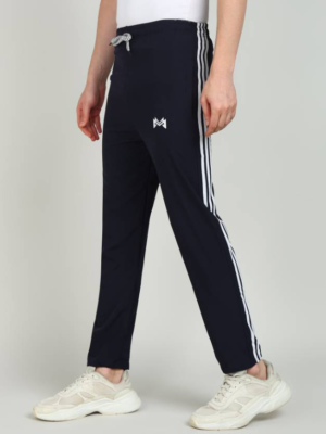 Men Striped Dark Blue Track Pants (Blue25)